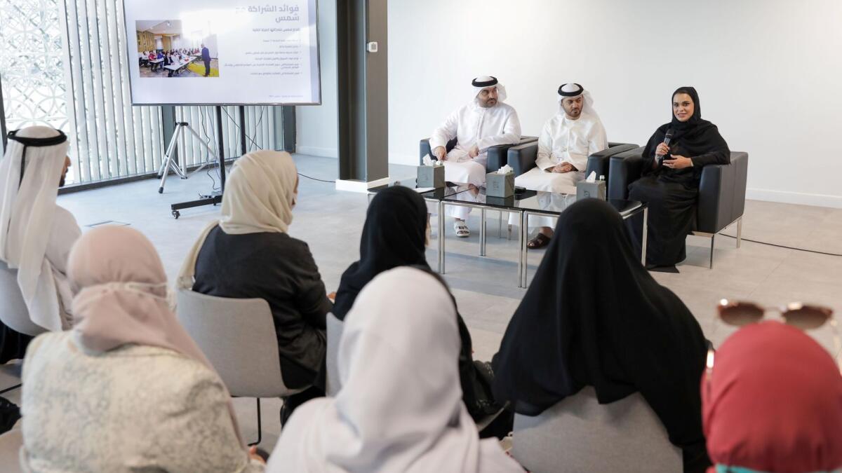 Khalid Al Midfa, chairman of Sharjah Media City; Shihab Al Hammadi, director, Sharjah Media City; and Dr Mona Al Ali, manager of Badiri Academy during an informative session - Supplied