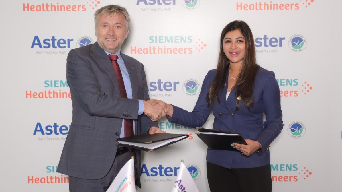 Ole Per Maloy, CEO, Siemens Healthineers, Middle East, Southern &amp; Eastern Africa and Alisha Moopen, Deputy Managing Director of Aster DM Healthcare. — Supplied photo