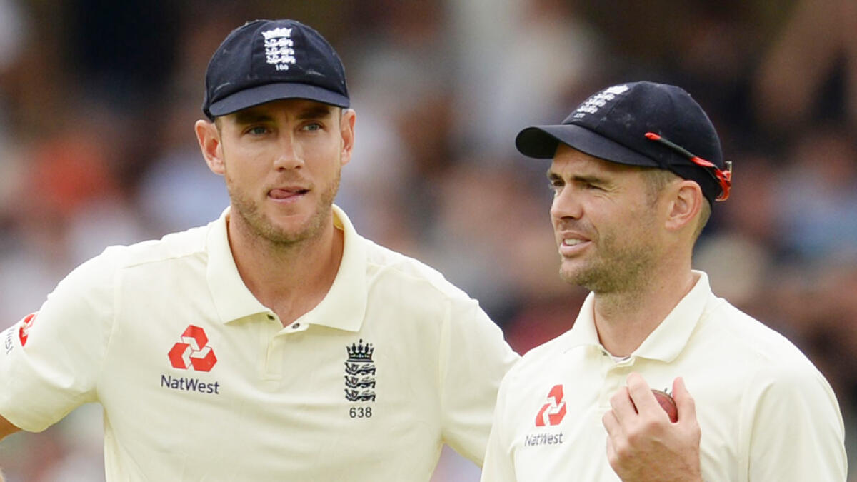 Stuart Broad (left) joined long-time England new-ball colleague James Anderson as one of just seven bowlers, and four pacemen, to have taken 500 Test wickets.