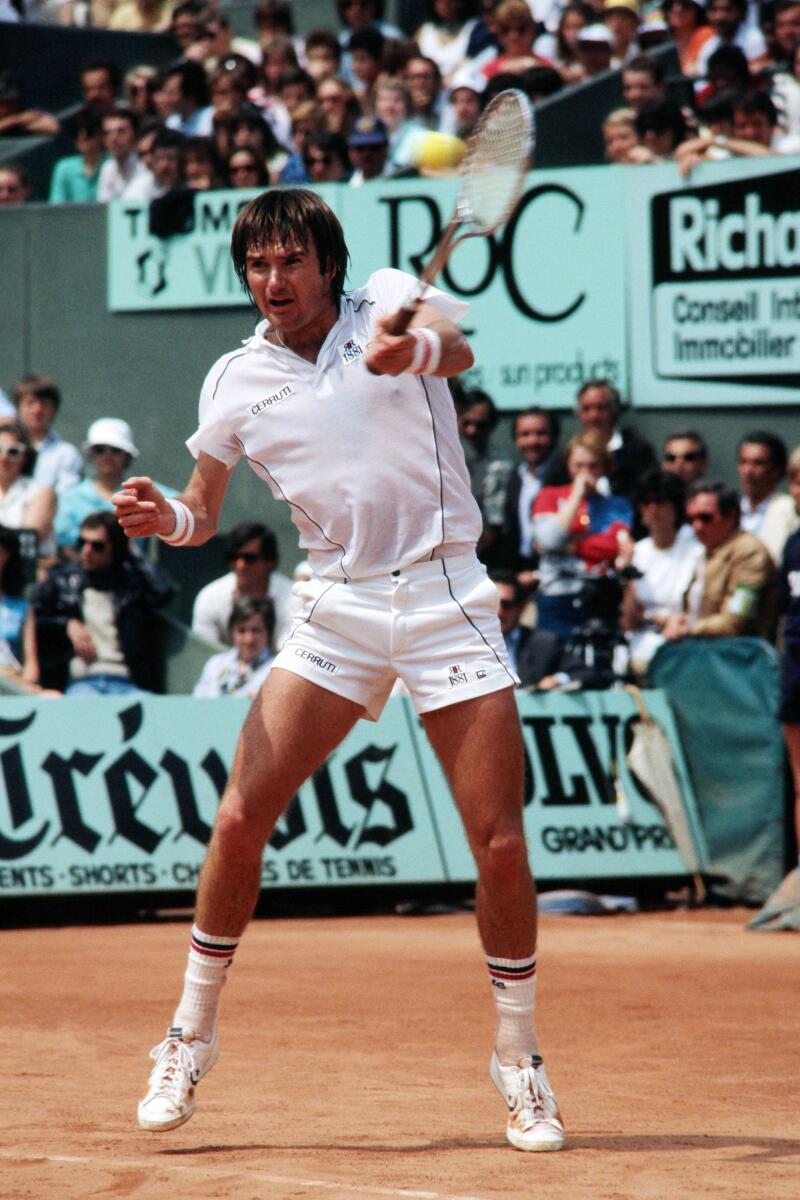 US tennis player Jimmy Connors returns ball during a match of the Roland Garros 1983 French Open tennis tournament in Paris, in May 1983. Photo: AFP