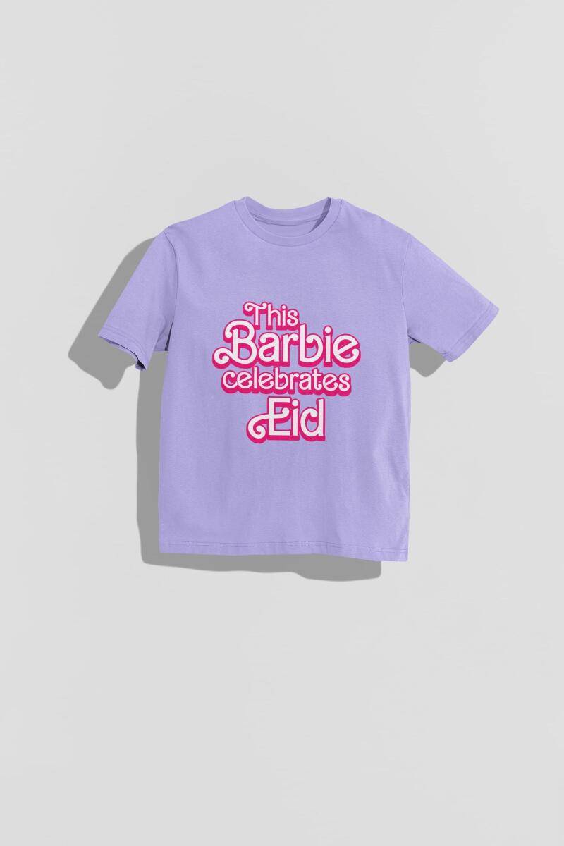 Barbie enthusiasts, fear not! Celebrate Eid in style through a hint of purple with this Eid in Pink oversized tee. Avl from uae.ramadanshop.com, Dh144