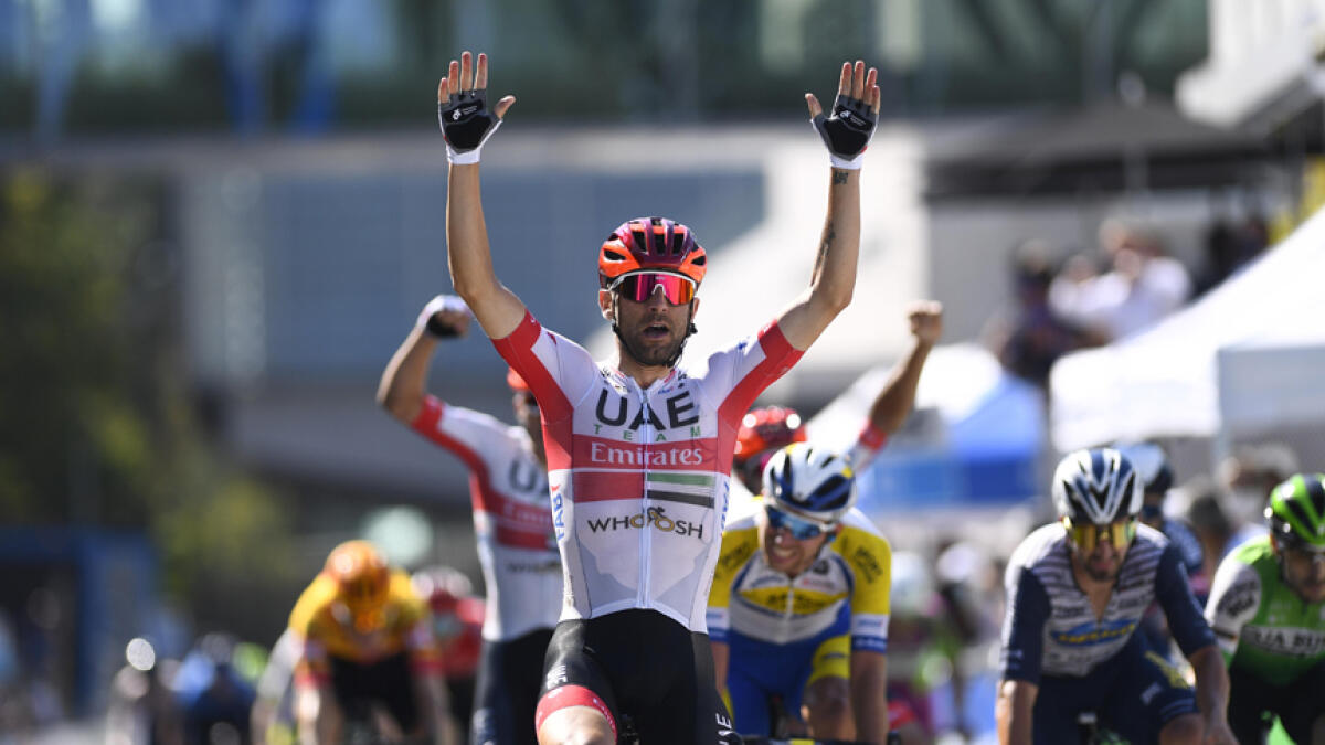 UAE Team Emirates' Diego Ulissi celebrates after winning the opening stage of the Skoda Tour of Luxembourg. - Supplied photo