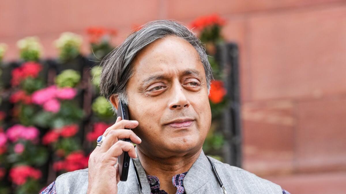 Congress MP Shashi Tharoor at Parliament House complex in New Delhi. — PTI file