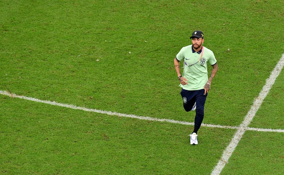 Brazil's Neymar on the pitch after the match. Photo: Reuters
