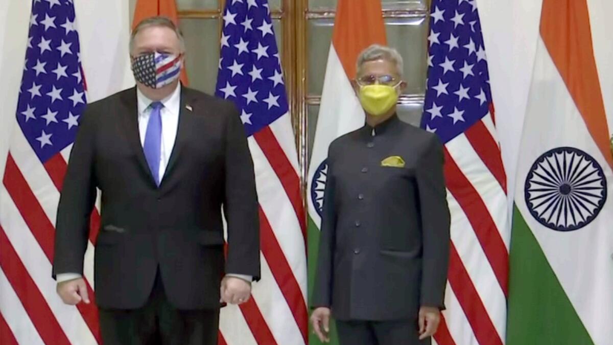 US Secretary of State Michael Pompeo meets Indian External Affairs Minister Dr S Jaishankar in New Delhi. —ANI