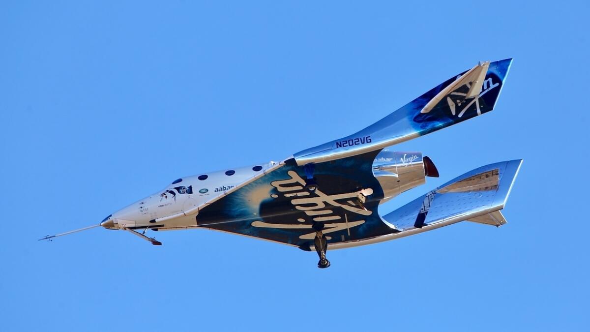 Virgin Galactic reaches space for the first time during its 4th powered flight from Mojave, California.-AP