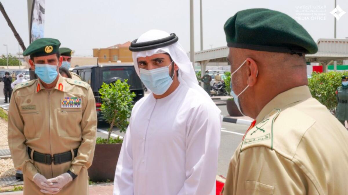Sheikh Hamdan at the Dubai Police headquarters in Al Qusais
