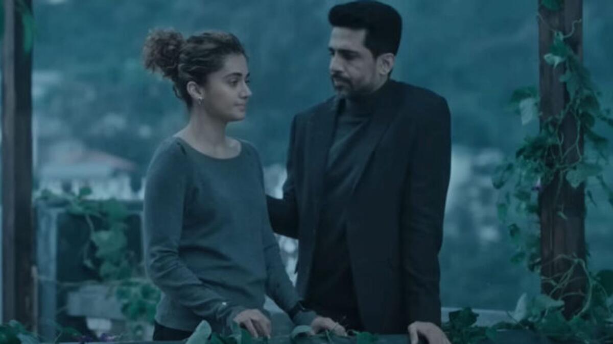 Taapsee with Gulshan Devaiah in a scene from 'Blurr'
