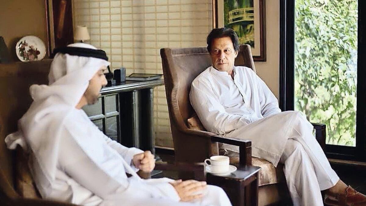 Hamad Obaid Ibrahim Salem Al Zaabi, UAE Ambassador to Pakistan, with Imran Khan, Prime Minister of Pakistan.