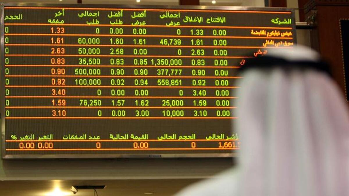 Dubai’s main share index gained one per cent, buoyed by a 14.8 per cent surge in Dubai Financial Market, gaining for a 10th session in 12. — File photo