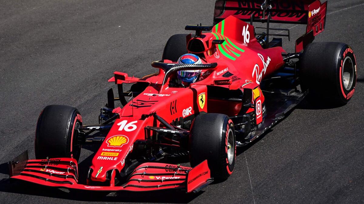 Ferrari's Charles Leclerc drives during the second practice session ahead of the Monaco Formula 1 Grand Prix. (AFP)