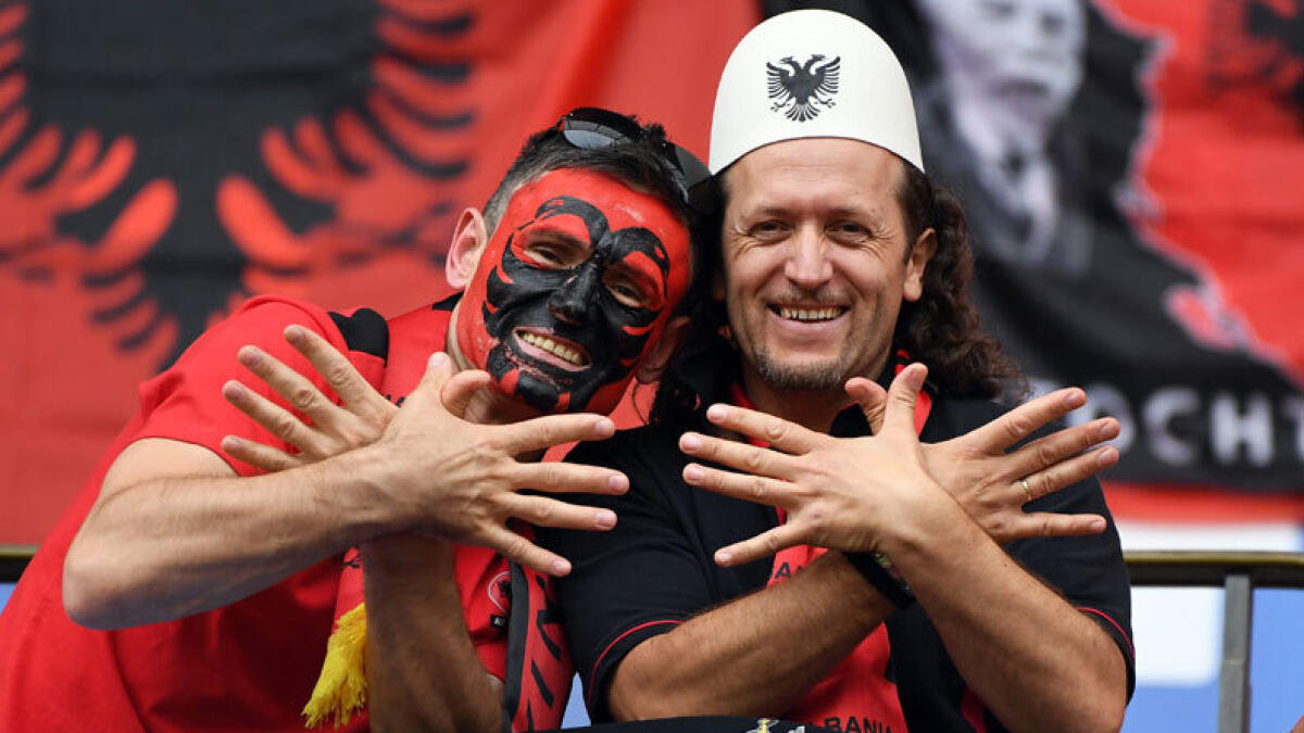 Albania supporters on the stands. (AP)