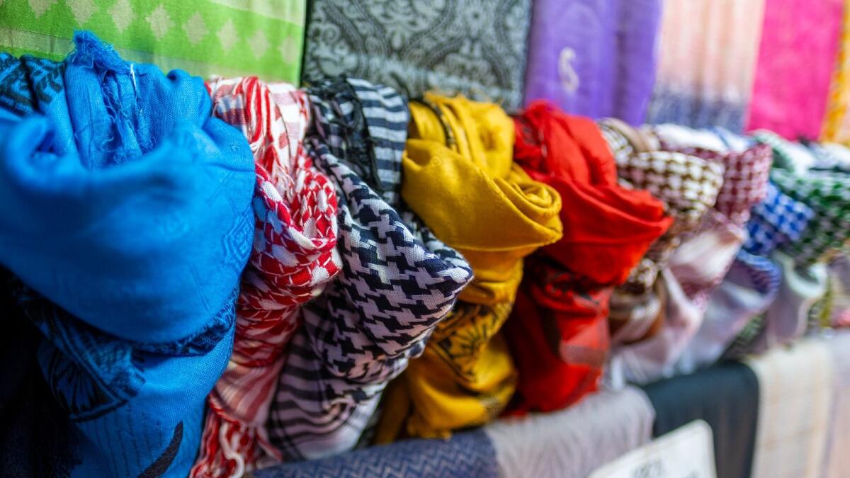 Shawls, bags and other products with keffiyeh design also are high in demand, according to traders.