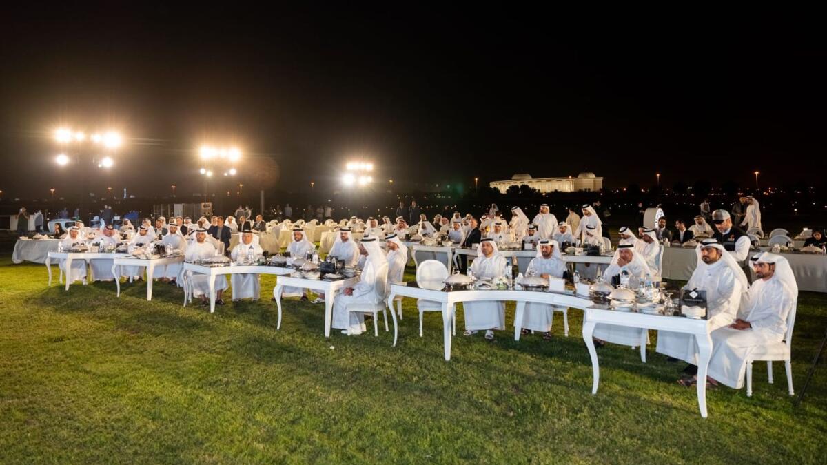 Abdulaziz Ahmed Al Shamsi, Mohammed Ahmed Amin Al Awadi, Abdulaziz Al Saleh,  Eisa Saif bin Handhal, Mubarak Rashed Al Shamsi, Abdullah Sultan bin Saluma Al Ketbi, and Saeed Ghanem Al Suwaidi at the event. — Supplied photos