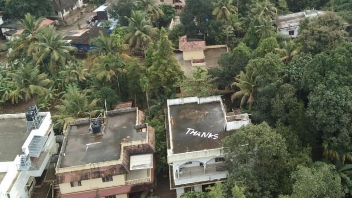 Kerala floods: Thanks painted on rooftop where pregnant woman was airlifted by navy