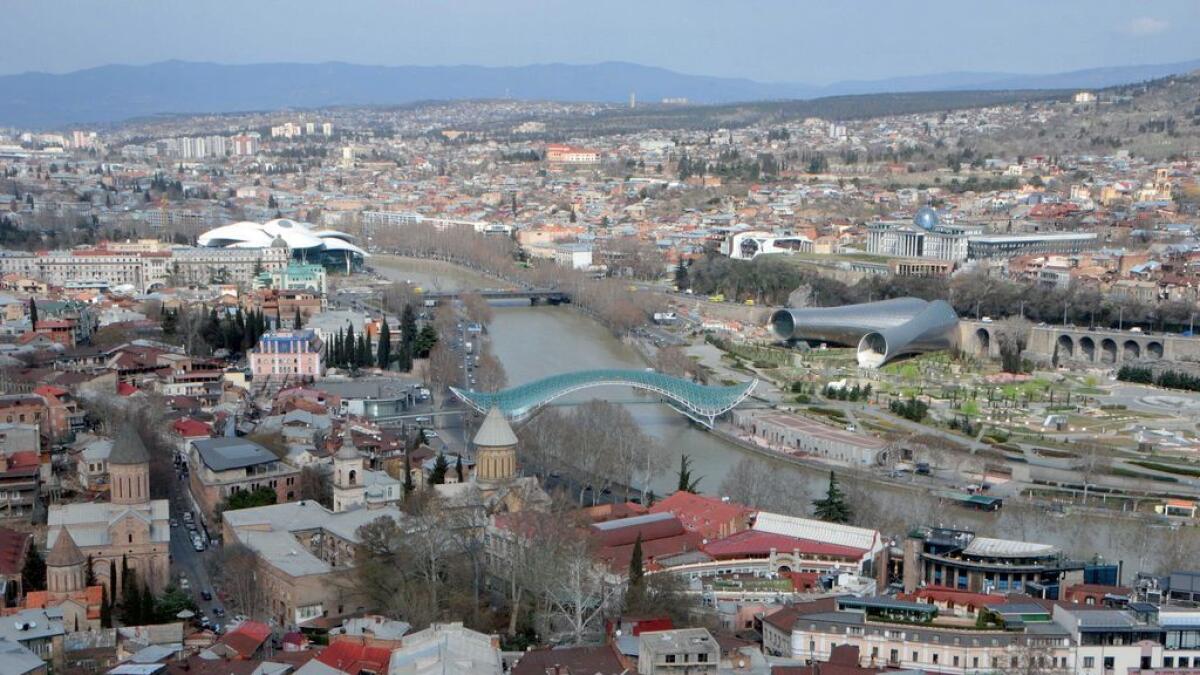 Bird’s eye view of Tbilisi town taken from the fort walls