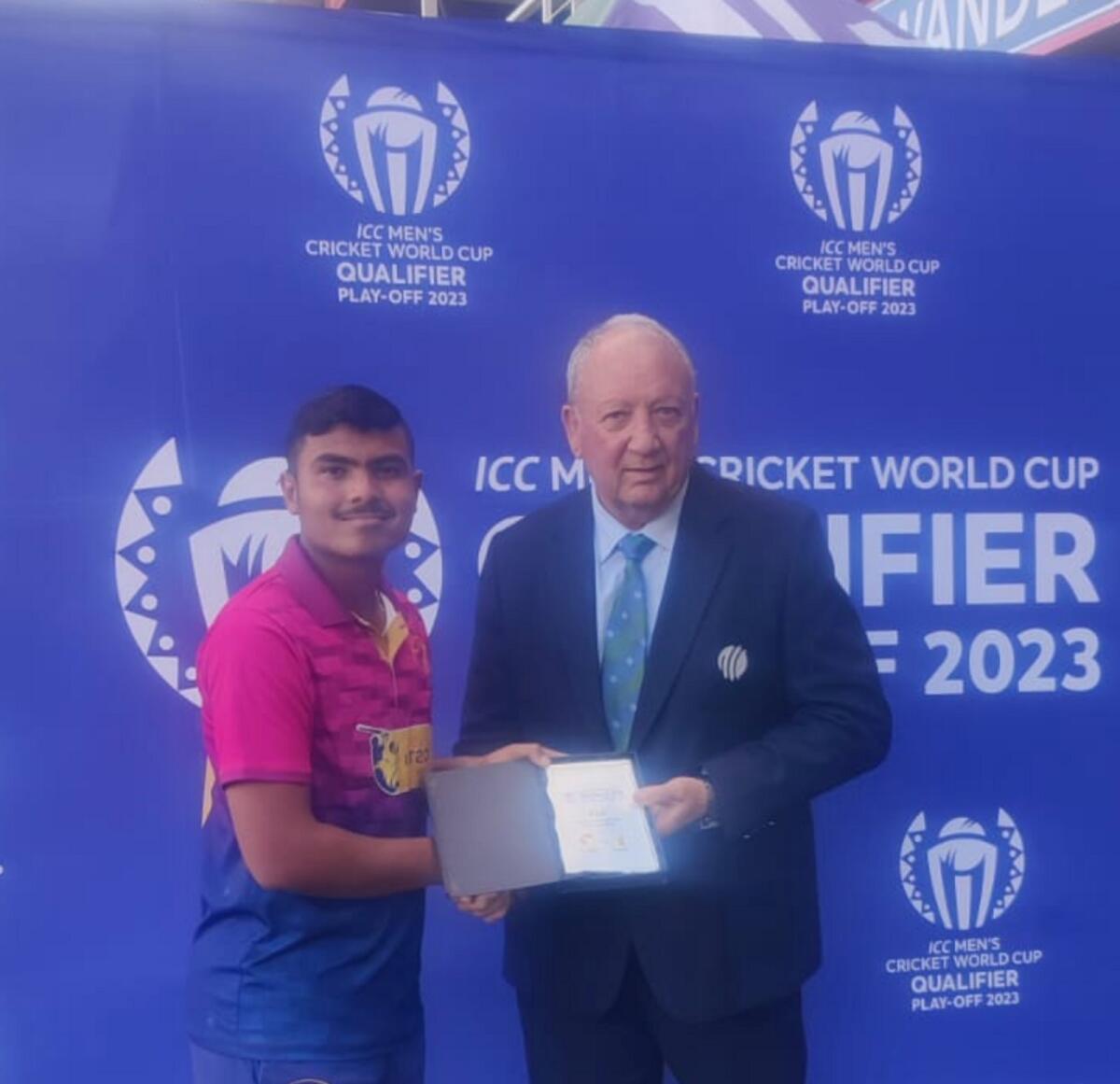 Aayan Afzal Khan was named the player of the match. — UAE Cricket Twitter