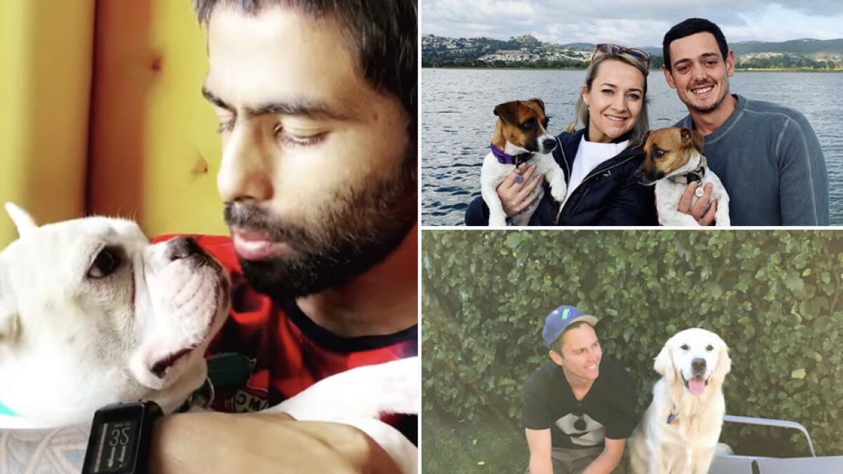 Mumbai Indians players and family members with their dogs. — Mumbai Indians Twitter Handle
