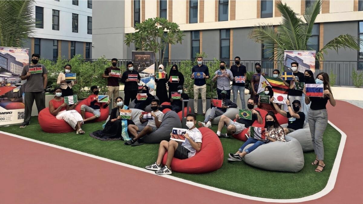 Multinational residents of the student living community at DIAC Courtyard, The Myriad Dubai