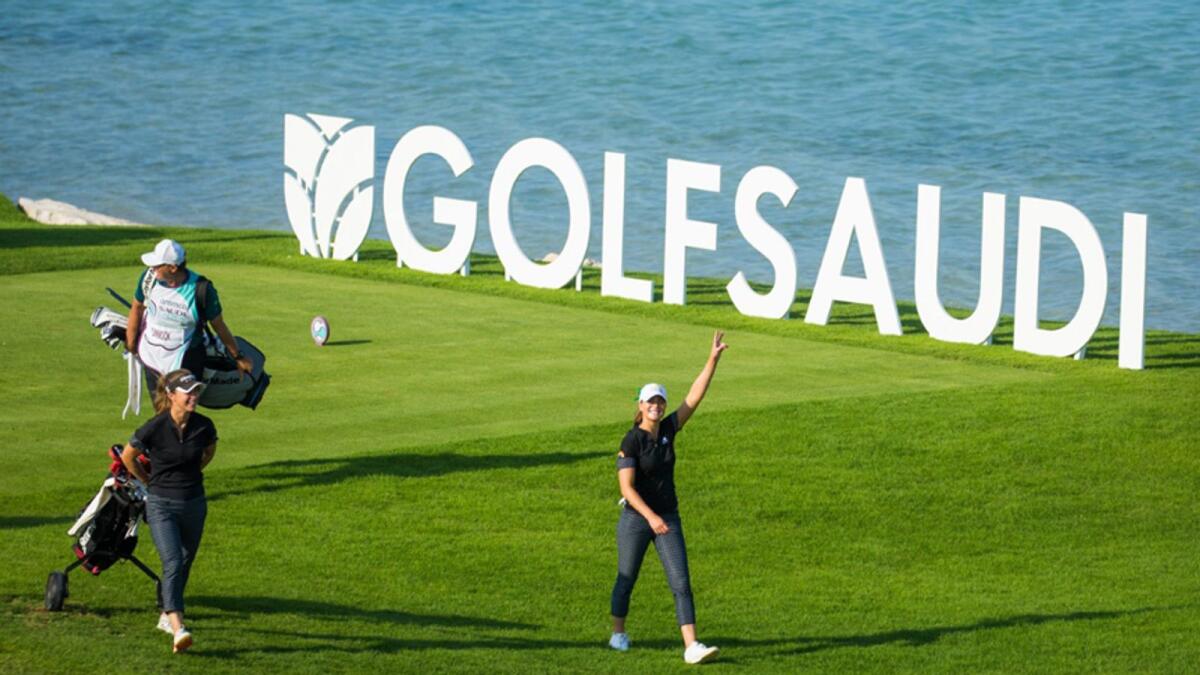 England's Annabel Dimmock during the opening day at the Saudi Ladies Team International.