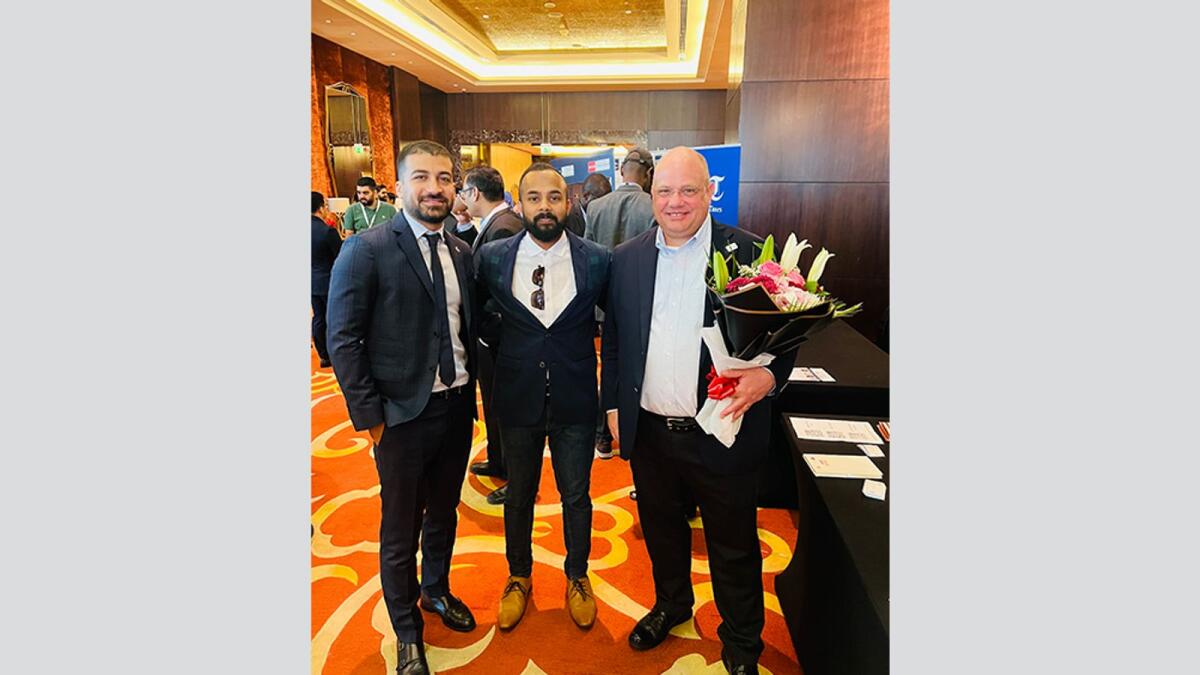 Country Manager of Bradford Learning, Mansoor Ahamed (Centre) with Rabie Ibrahim, Relationship Development Manager, IMA MENA (left) and Brian Hock, President of Hock International, USA (Right)