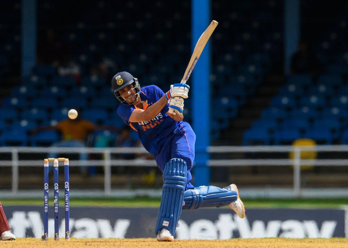 India's Shubman Gill hits a boundary during the third and final ODI against the West Indies on Wednesday. — AFP