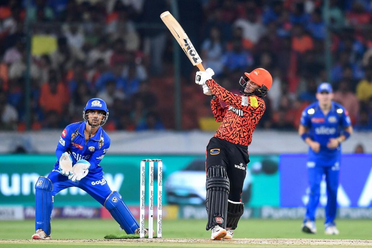 Sunrisers Hyderabad's Abhishek Sharma plays a shot during the match against Mumbai Indians. — AFP