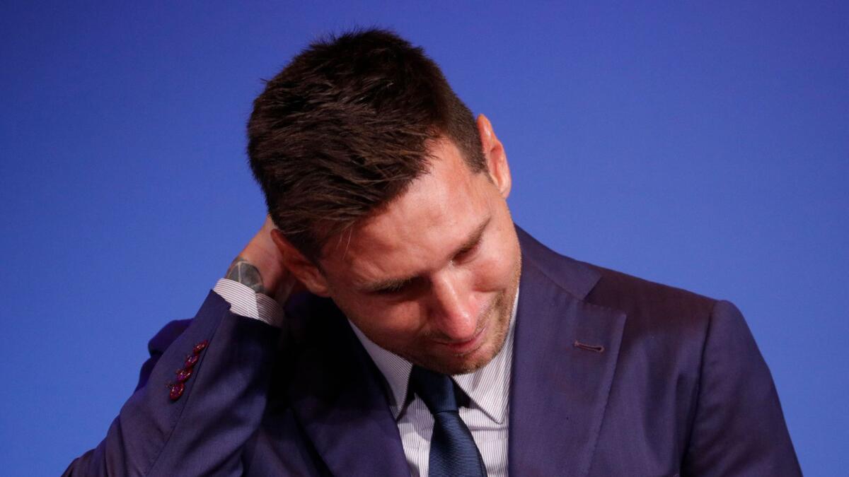 Lionel Messi during a press conference in Barcelona. — Reuters