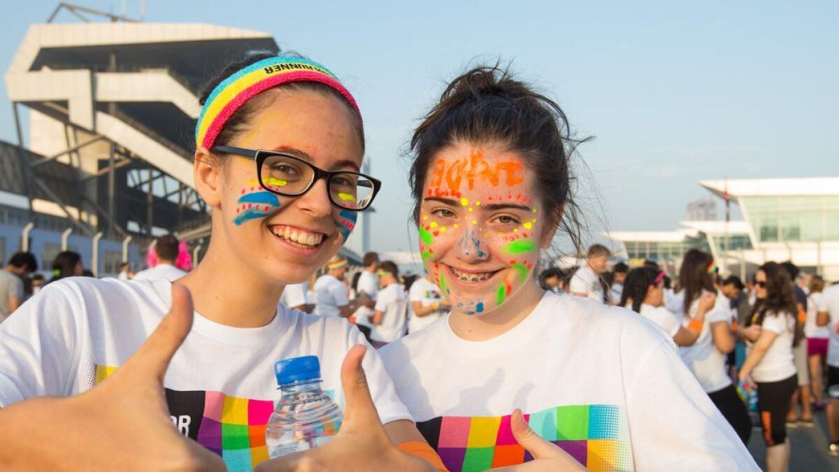 Young girls are all ready to participate in the Color Run.-Photo by Leslie Pableo/Khaleej Times