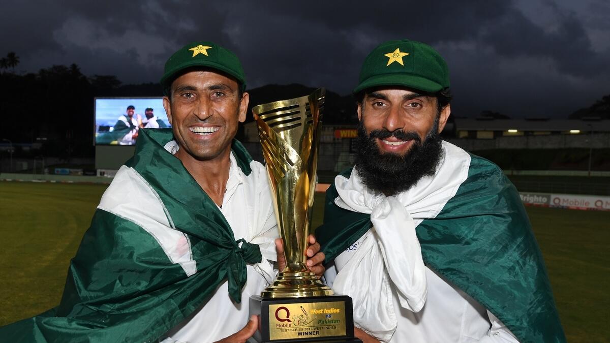 Younis Khan and Mushtaq Ahmed were appointed to help head coach Misbah-ul-Haq and fast bowling coach Waqar Younis (AFP)