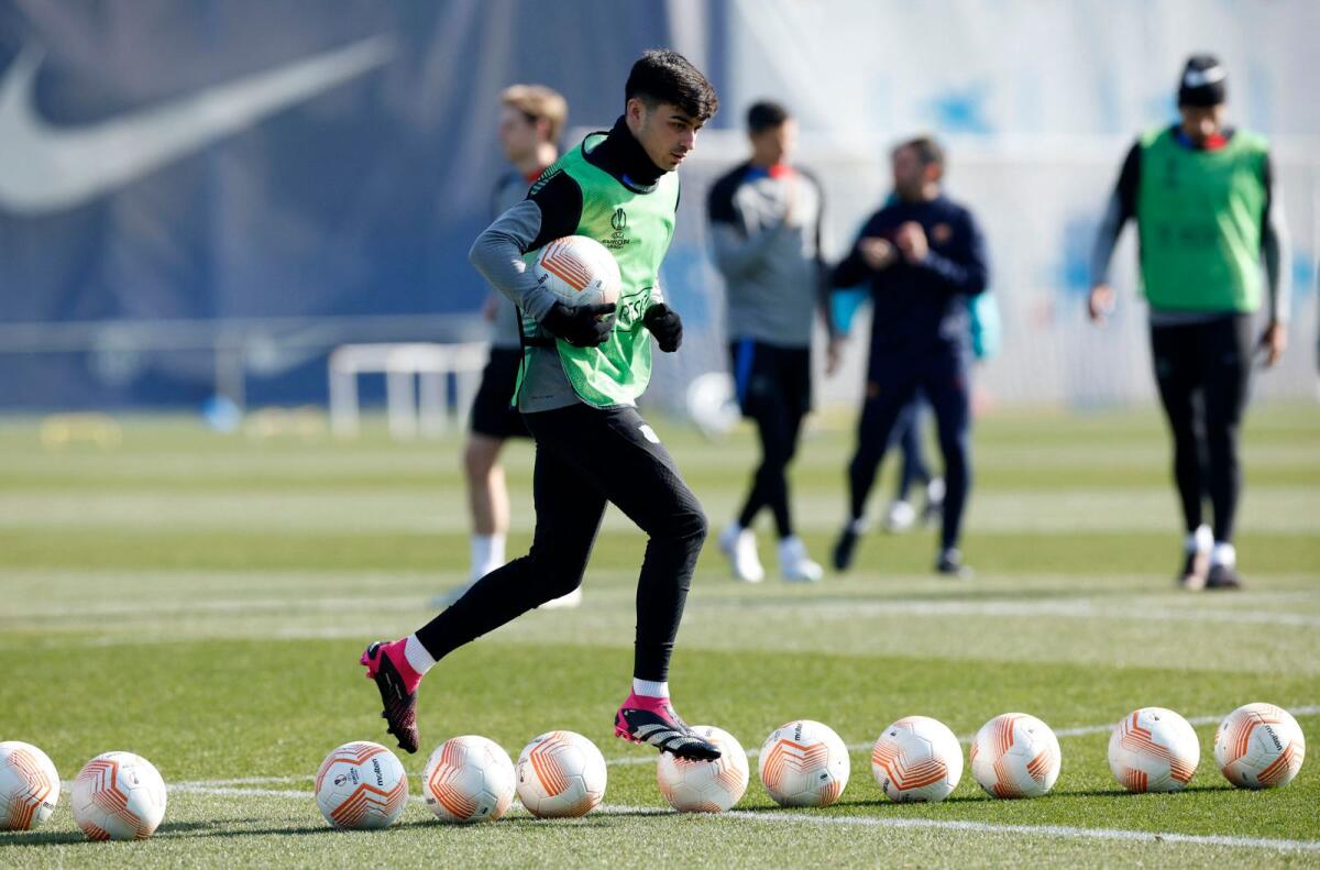 FC Barcelona's Pedri during training. — Reuters