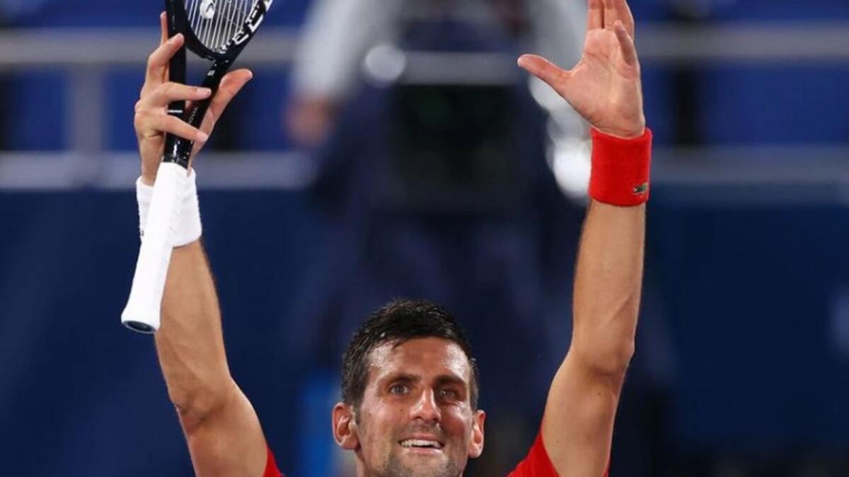Novak Djokovic celebrates his win. (Reuters)