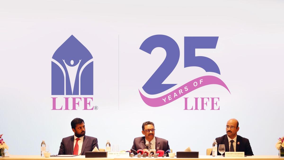 Jobilal M Vavachan, chief executive of Life Pharmacy, addressing a press conference in Dubai on Monday. — Supplied photos