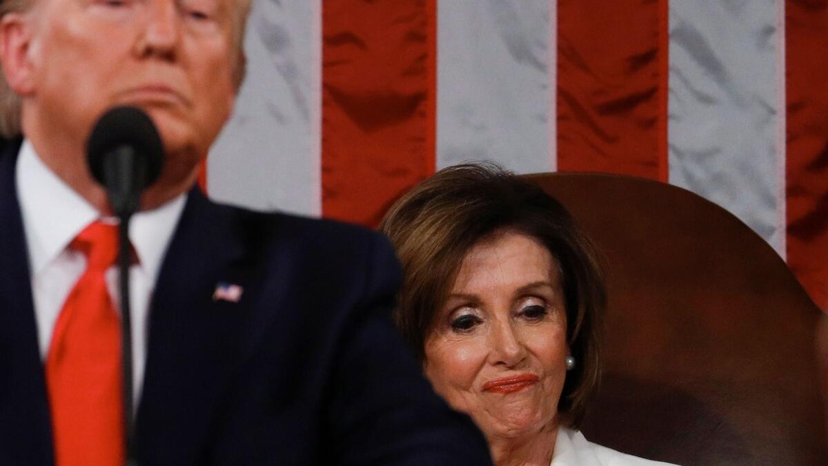 Asked afterwards by a reporter to give a reason for her gesture, Pelosi replied: “Because it was the courteous thing to do, considering the alternatives.”