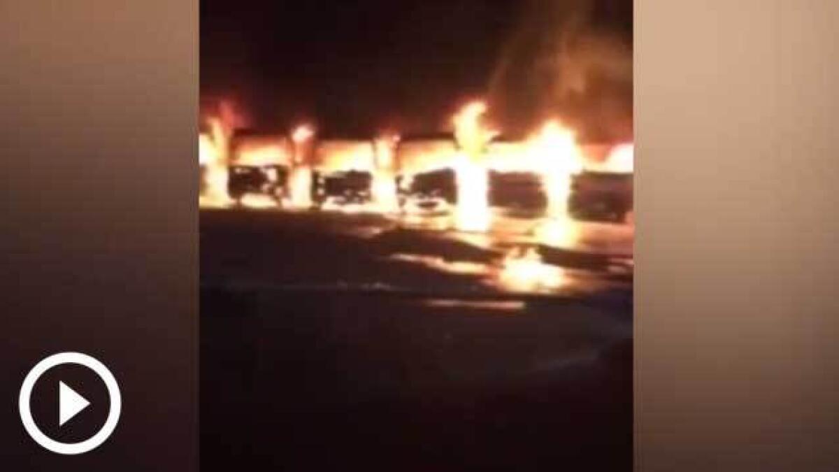 WATCH: Sacked workers set fire to buses in Saudi Arabia