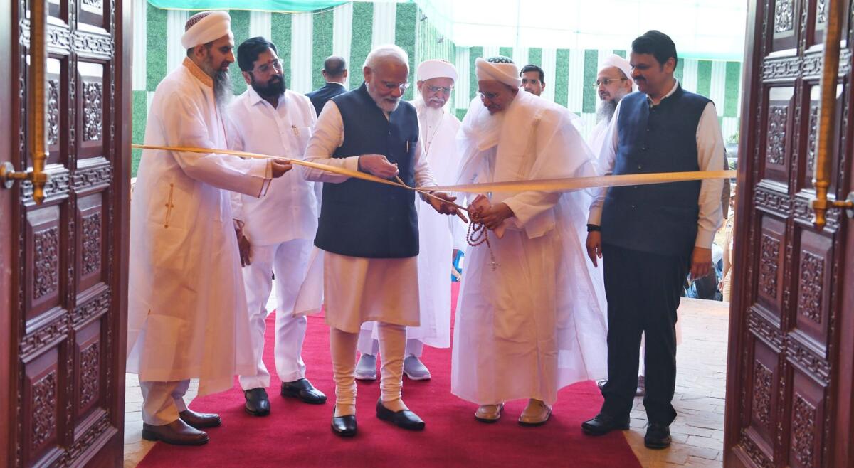 Narendra Modi inaugurates of New Campus of Aljamea-tus-Saifiyah, (The Saifee Academy) at Marol, in Mumbai on February 10, 2023.