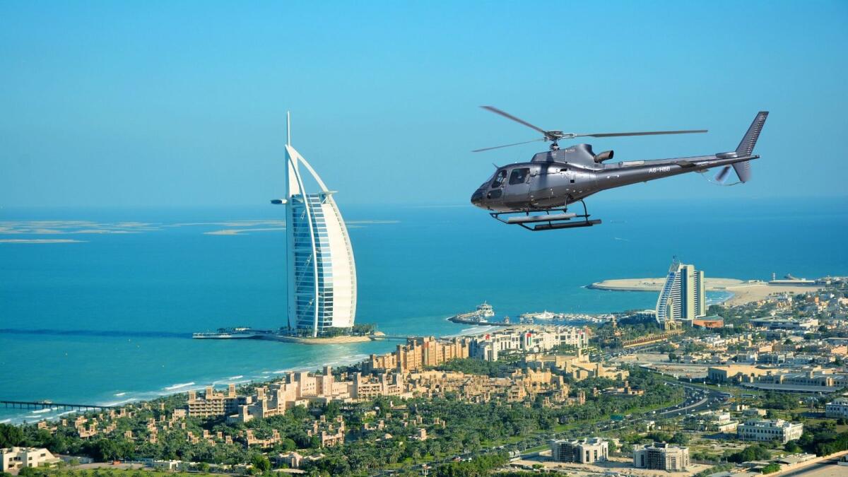 Dubai from the sky.  You may know the city like the back of your hand, but have you ever inspected it from above? Imagine sweeping through Dubai’s famous landmarks in your own helicopter. This dream is now a reality with HeliDubai. Taking off from the Police Academy in Al Sufouh, 12-minute tours around the essential sites start from Dh646 per person. Whizz round the Burj Al Arab and Palm while soaking up a unique air travel experience. What better way to feel on top of the world!