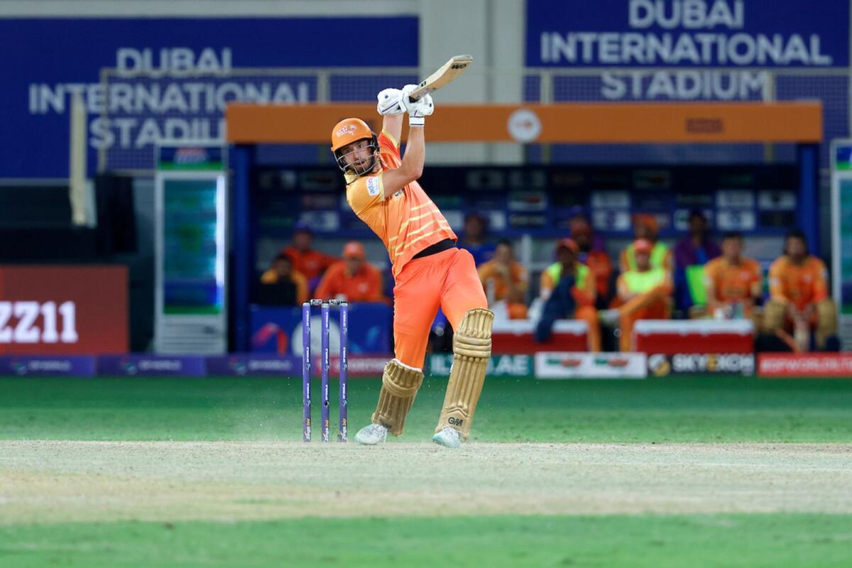 James Vince of Gulf Giants plays a shot against MI Emirates at the Dubai International Stadium on Friday. — Supplied photo