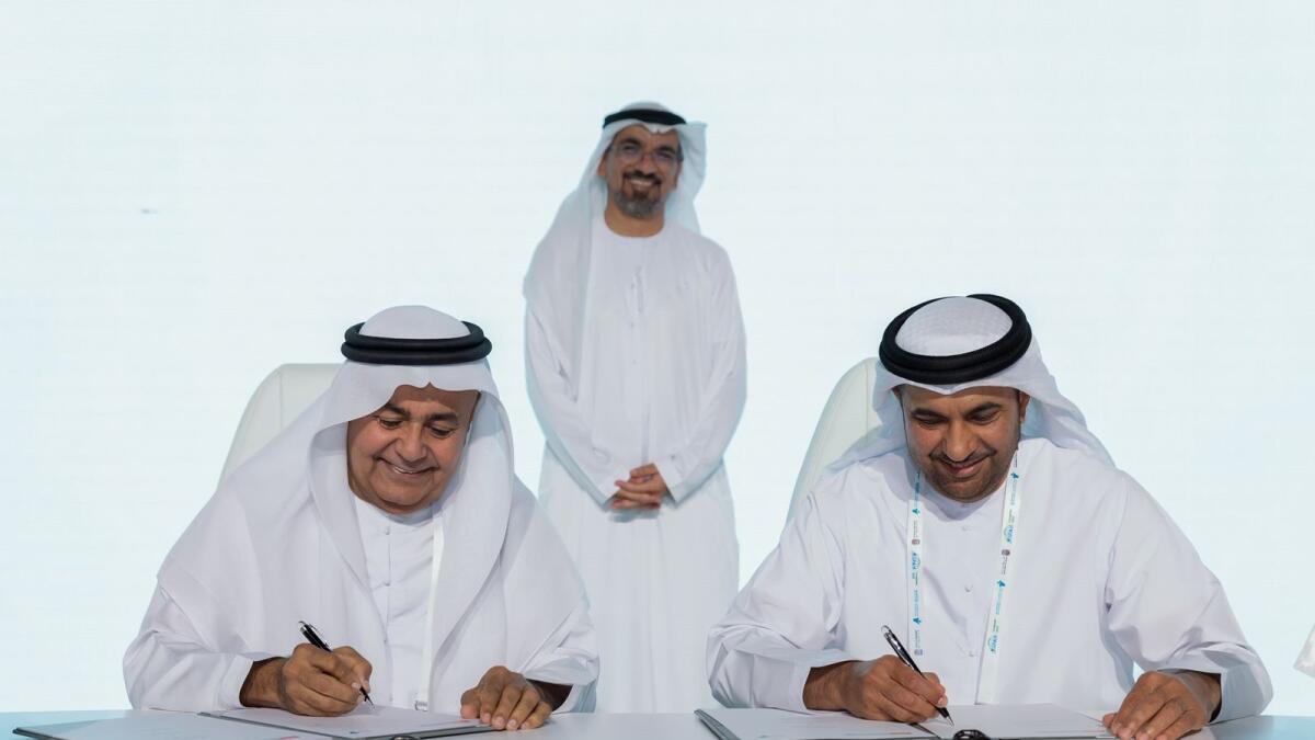 Dr. Ghaleb Al Hadrami Al Breiki, acting  Vice Chancellor of the United Arab Emirates University (left) and Matar Saeed Rashed Al Nuaimi, Director General of ADPHC.  – Provided images
