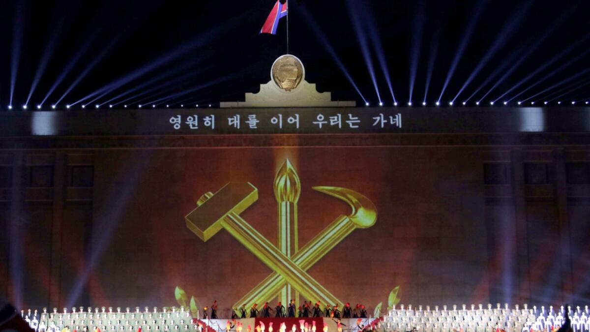 People gather to enjoy the celebrations marking the nation's 74th anniversary in Pyongyang, North Korea. — AP