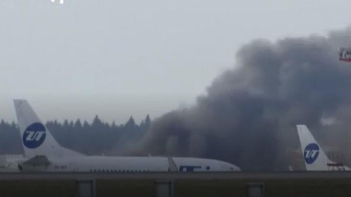 Black smoke rising from Moscows Vnukovo airport