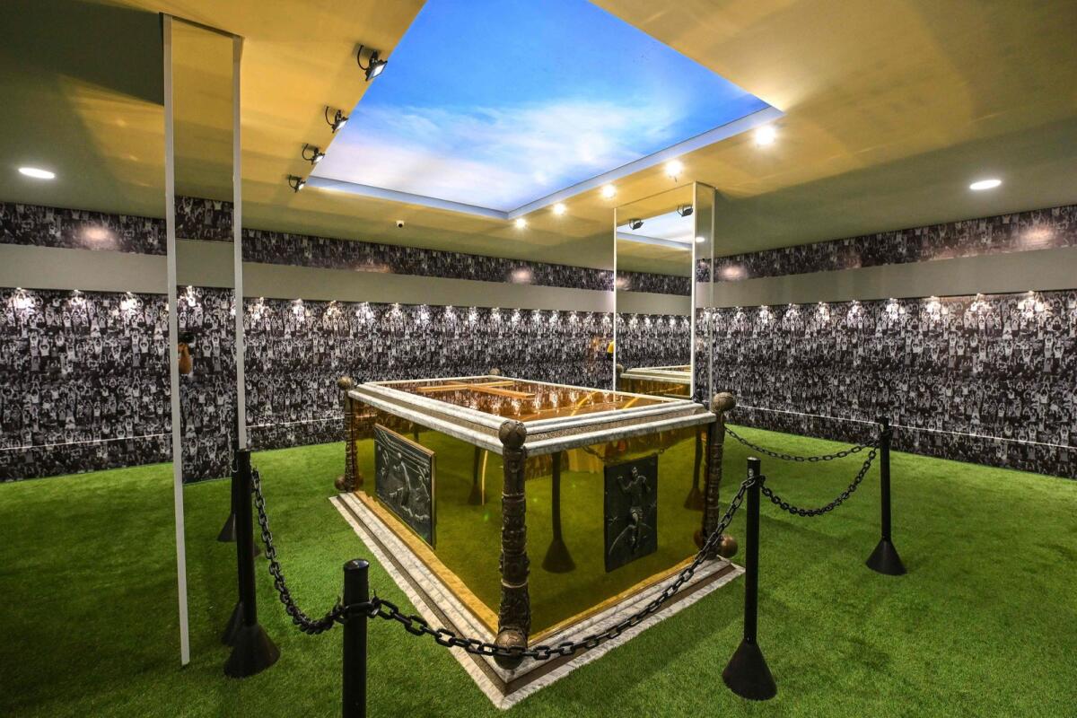 View of the mausoleum where the coffin of late Brazilian football legend Pele rests at the Ecumenical Necropolis Memorial cemetery in Santos, Brazil. — AFP