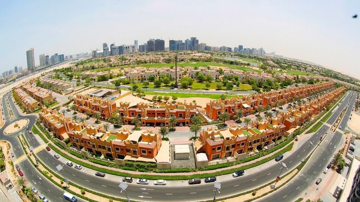 An aerial shot of Dubai Sports City. Photo: Juidin Bernarrd