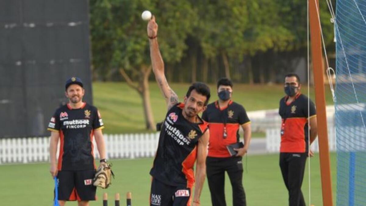 Yuzvendra Chahal during a net session. (RCB Twitter)