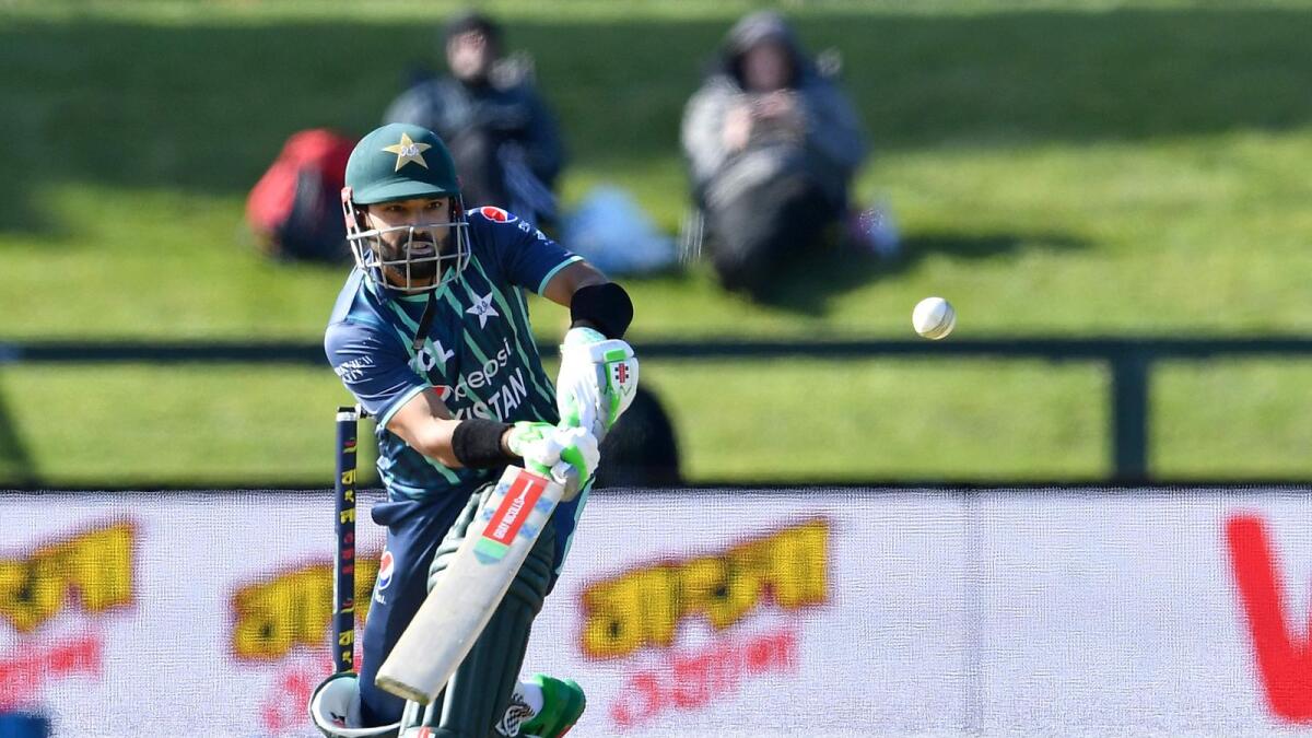 Pakistan's Mohammad Rizwan plays a shot during the first T20I. — AFP