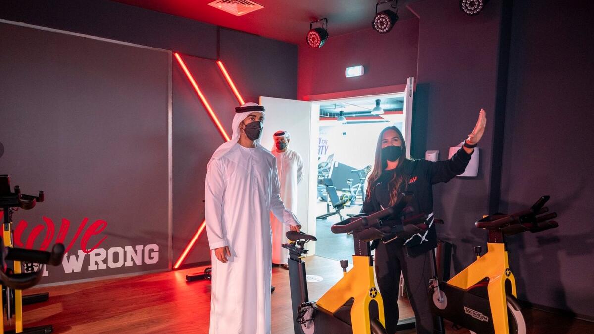 Sheikh Hamdan bin Mohamed bin Zayed Al Nahyan tours the Mubadala Sports Center.
