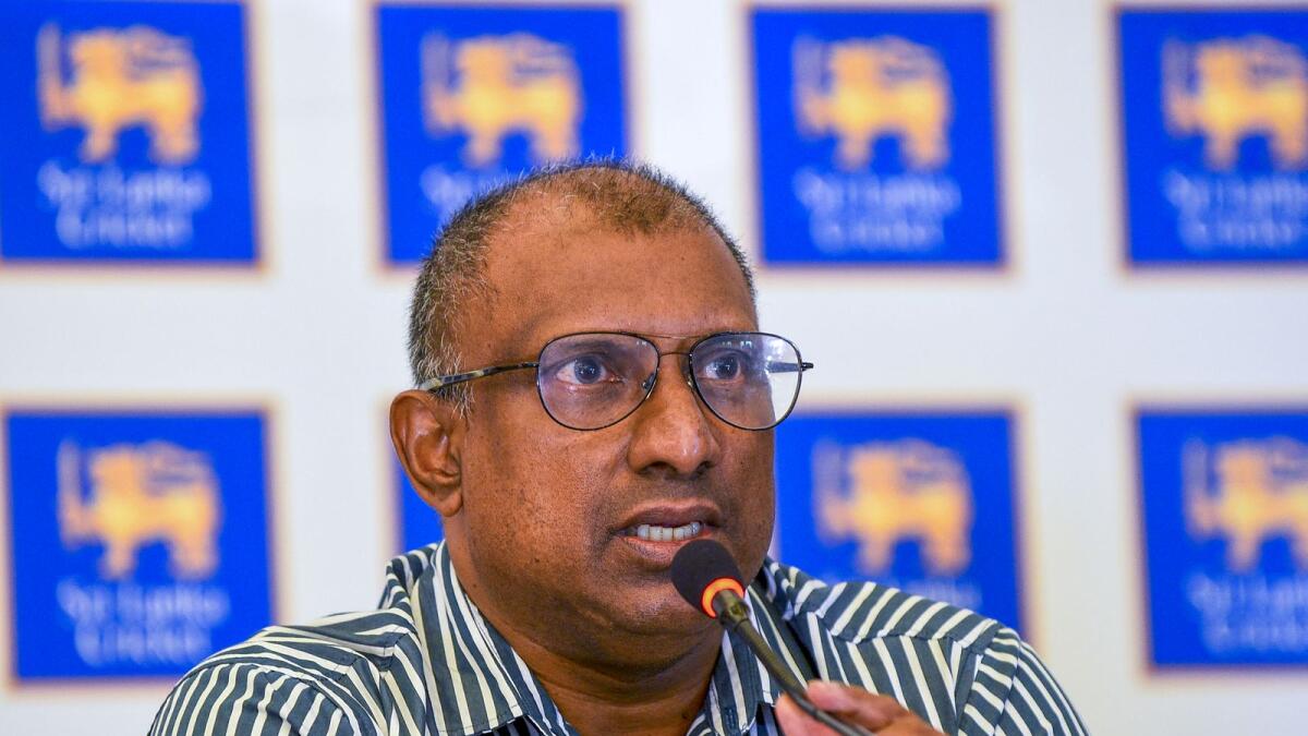Aravinda de Silva during a press conference in Colombo. (AFP file)