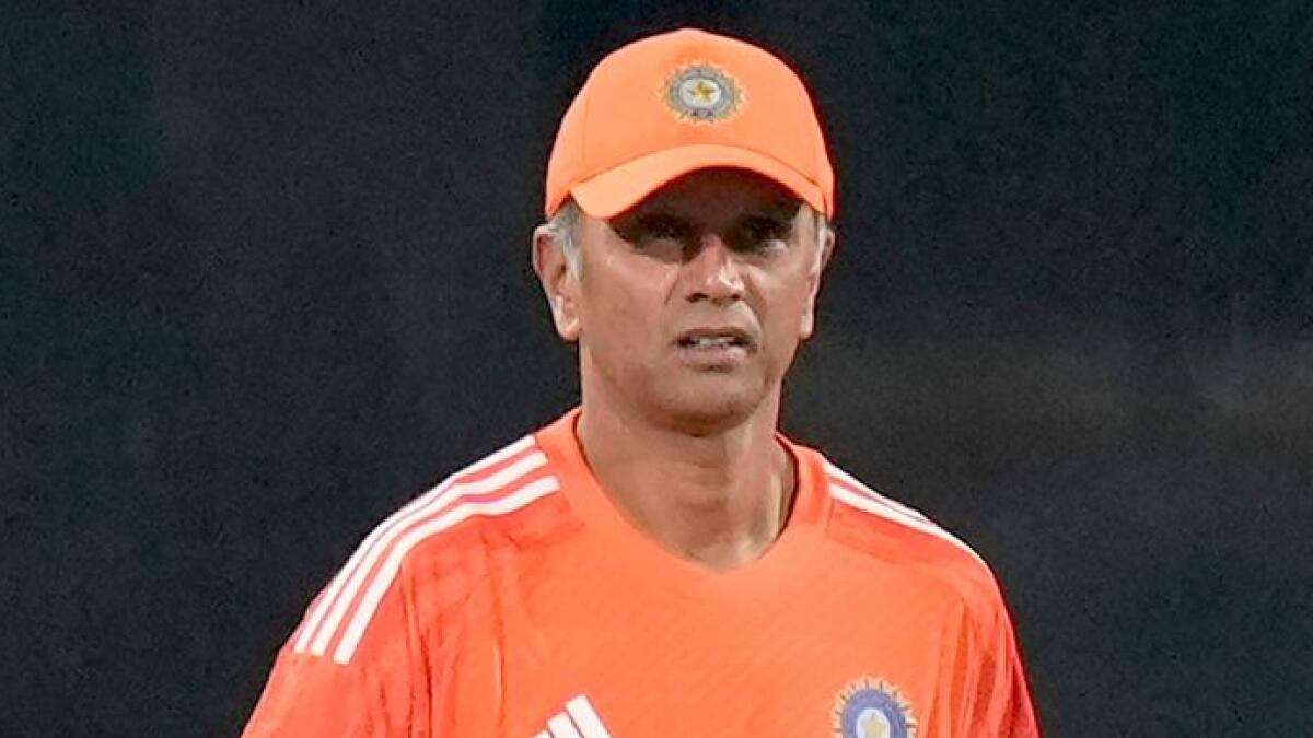 India's coach Rahul Dravid during a practice session. - pti