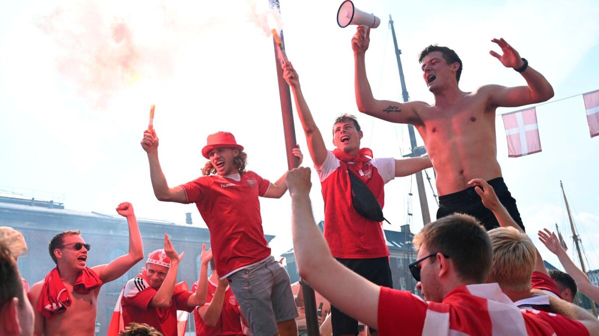 Excitement in Copenhagen before the European Championship quarterfinal between Denmark-Czech Republic on Saturday. — AP