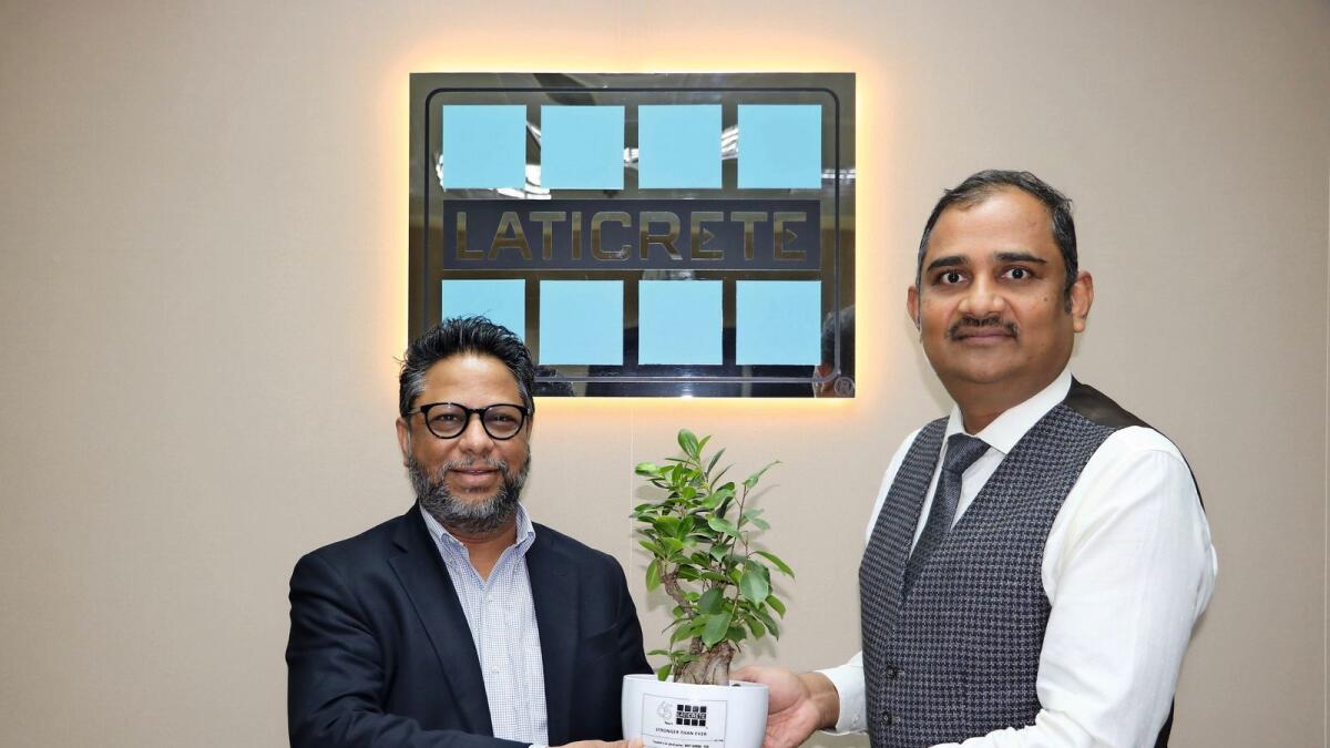 Faisal Saleem, President and COO of Laticrete International (left), with Ritesh Singh, General Manager, Middle East and Africa (right)